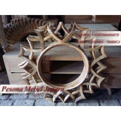 Frame, Bingkai, Pigura Cermin Jaring Laba-laba kayu jati.
