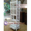 Rak Buku Shabby, Rak Bumbu dapur Shabby Model Silang Laci 1 Cat Duco White Kayu jati