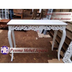 Meja Konsul Ukir Cat Duco White