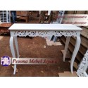 Meja Konsul Ukir Cat Duco White