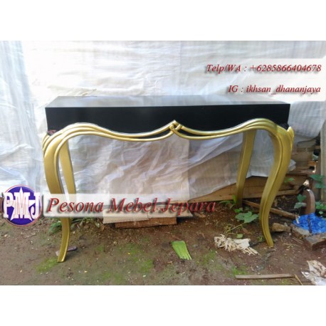 Meja Konsul Minimalis Black Gold Kayu Jati