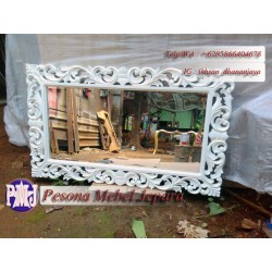 Frame atau Bingkai atau Pigura Cermin Shabby Ukir Motif Waru 120 cm Kayu Jati Pesona Mebel Jepara
