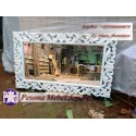 Frame atau Bingkai atau Pigura Cermin Shabby Ukir Motif Waru 120 cm Kayu Jati Pesona Mebel Jepara