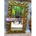 Frame, Bingkai, Pigura Cermin Ukir Motif Akar Hati Warna Gold 120 Cm