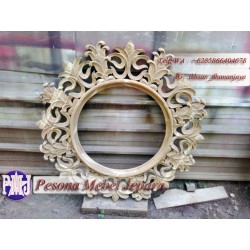 Frame atau Bingkai atau Pigura Cermin Ukir Kembang Jagung Kayu Jati