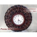 Jam Dinding Ukir Kayu Jati Motif Daun Matahari Pesona Mebel Jepara