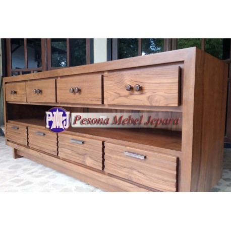 Bufet Minimalis atau 8 Drawers Minimalis Kayu Jati Perhutani