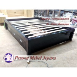 Ranjang atau Dipan Minimalis Kayu Jati Laci 6 No. 2 Tanpa Headboard Pesona Mebel Jepara
