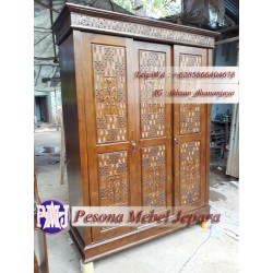 Lemari Minimalis Jati Pintu 3 Sliding