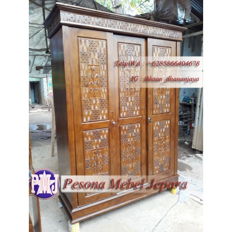 Lemari Minimalis Jati Pintu 3 Sliding