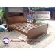 Dipan atau Ranjang Minimalis Retro dengan Headboard Cabinet Ukuran 180 cm Kayu Jati