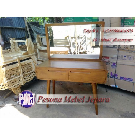 Meja Dinding atau Meja Rias atau Meja Konsul Retro Laci 2 Kayu Jati