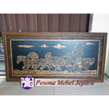 Kaligrafi Ramayana atau Kaligrafi Karno Tanding Kayu Jati Pesona Mebel Jepara