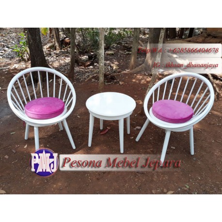 Kursi Teras Shabby Model Velg Roda kayu Jati