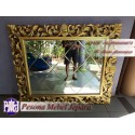 Bingkai atau Frame atau Pigura Cermin Ukir Gold Waru Kaca Bevel 120x100 cm