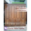Wardrobe atau Lemari Pakaian Minimalis Pintu 4 Laci 4 Kayu Jati Perhutani atau TPK