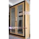 Wardrobe atau Lemari Pakaian Gantung Minimalis Pintu 2 Kaca Kayu Jati Pesona Mebel Jepara
