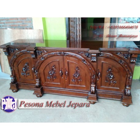 Bufet Mawar Kerang Spanyol atau Bufet Mawar Spanyol Panjang 2 Meter Pesona Mebel Jepara