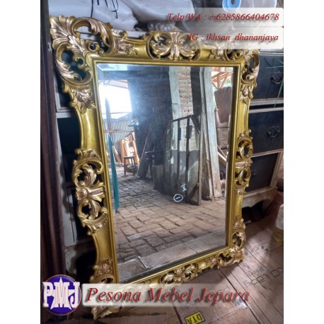 Bingkai atau Frame atau Pigura Cermin Ukir Mahkota Gold Pesona Mebel Jepara