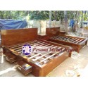 Dipan atau Ranjang Minimalis Kayu Jati Laci 4 Ukuran 180x200 cm Pesona Mebel Jepara