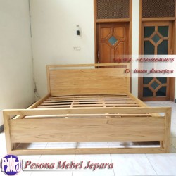Dipan atau Ranjang Minimalis Model Persegi kayu Jati Laci 2 Pesona Mebel Jepara