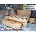 Ranjang atau Dipan Minimalis Laci 4 Jumbo Ukuran 180x200 cm Kayu Jati Pesona Mebel Jepara