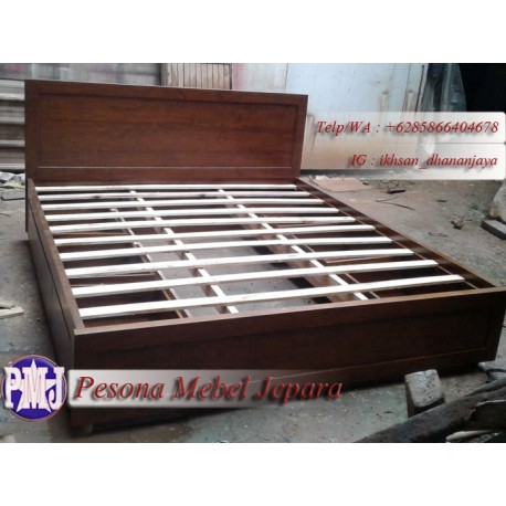 Dipan atau Ranjang Minimalis Laci 6 Kayu Jati Ukuran 180 cm Pesona Mebel Jepara
