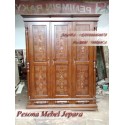 Lemari Minimalis Pintu 3 Motif Tulip dan Meteor