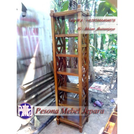 Rak Bumbu, Rak Dapur, Rak Multifungsi, Rak Serbaguna Model Silang Kayu jati
