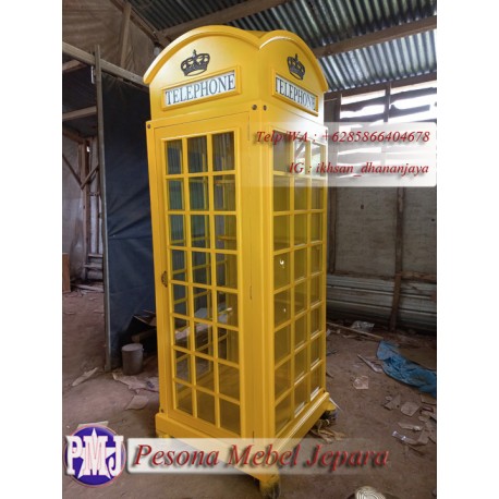 Bufet Telephone London Yellow atau Box Telepon London Yellow Pesona Mebel Jepara.