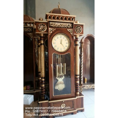 Lemari Jam Hias Kaligrafi Jati