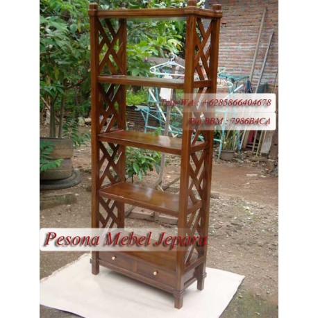 Rak Buku Kayu Jati