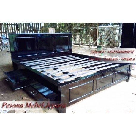 Dipan Minimalis Laci 2 Hitam Jati