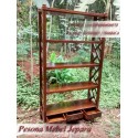 Rak Buku atau Rak Pajangan laci 3 Kayu Jati
