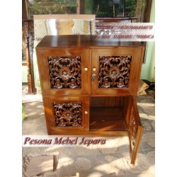 Nakas Ukir Bunga Matahari Krawangan Kayu Jati