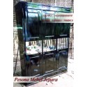 Wardrobe atau Lemari Pakaian Minimalis Pintu 3 Hitam Kaca Tengah Kayu Jati 