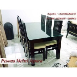 Meja Makan Kursi 6 Balero Salur Hitam