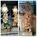 Jam Hias Ukir Motif Teratai Kayu Jati