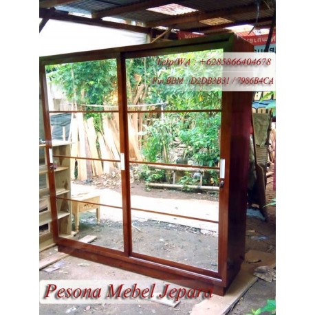 Lemari Pakaian Minimalis Pintu 2 Sliding Full Cermin 