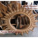 Pigura / Bingkai Cermin Motif Daun Bambu Kayu Jati