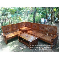 Kursi Tamu Sudut Minimalis Mawar Ceplok