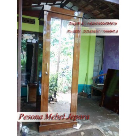 Lemari Pakaian Minimalis Kaca 1 Pintu