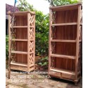 Rak Buku Silang Kayu Jati Laci 2