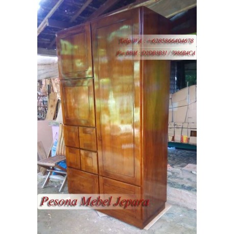 Lemari Pakaian Pintu 2 Kombinasi Laci