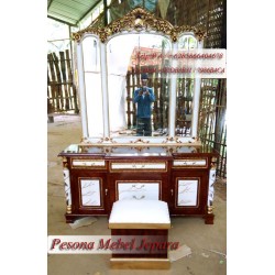 Meja Rias / Tolet Cinta Kombinasi Marmer Emas