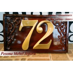 Papan Nomor Ukir Kayu Jati
