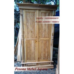 Lemari / Almari Pakaian Motif Obat Nyamuk Dan Meteor Kayu Jati