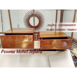 Nakas Pendek atau Laci Kolong Dipan atau Laci Multifungsi Kayu Jati