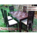 Meja Kursi Makan Motif Cumi-cumi Kayu Jati
