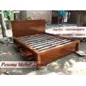 Bed atau ranjang atau Dipan Minimalis Kayu Jati Laci 2 Uk No. 2
